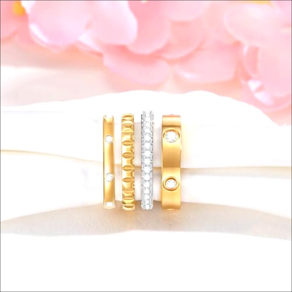 18k Gold Plated Stackable Rings Set, Stainless St… - image 5